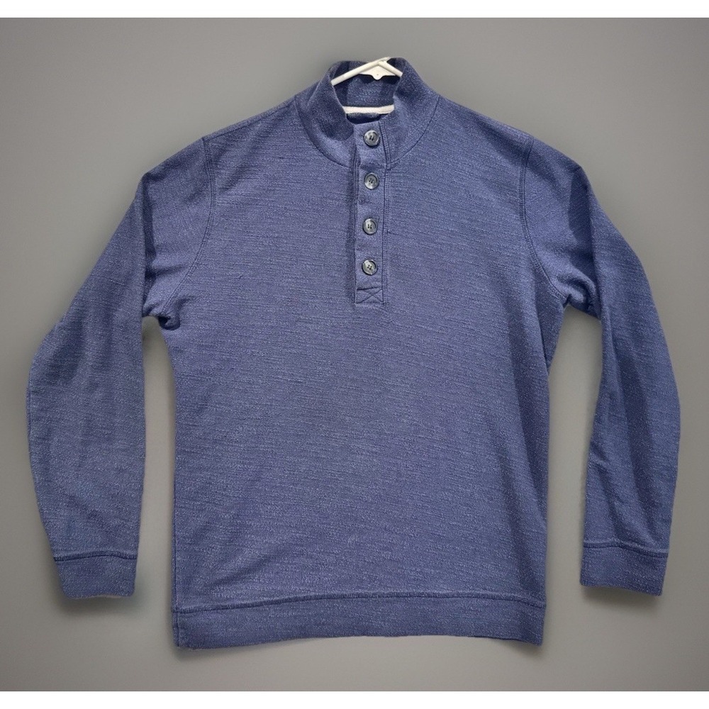 Marine Layer Mens 1/4 Button Sweater Sz M Blue Pullover Long Sleeve Outdoor